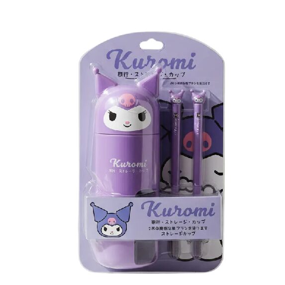 Diseño sin título (87) Set Higiene Dental Kuromi Con 2 Cepillos Vaso Portátil - Imagen 1