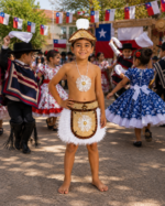 Traje Rapa Nui Niño Blanco Disfraz Pascuense - Imagen 4