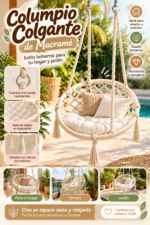 Columpio Colgante Redondo Macramé Jardín y Terraza - Imagen 6